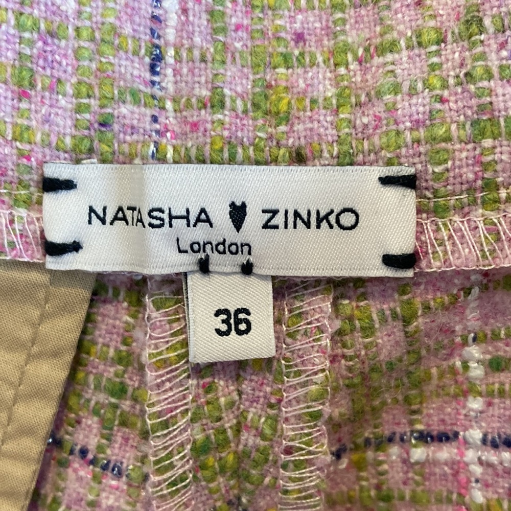 Natasha Zinko Pleated High Waist Pink Plaid Wool Blend Trousers - Picture 11 of 15